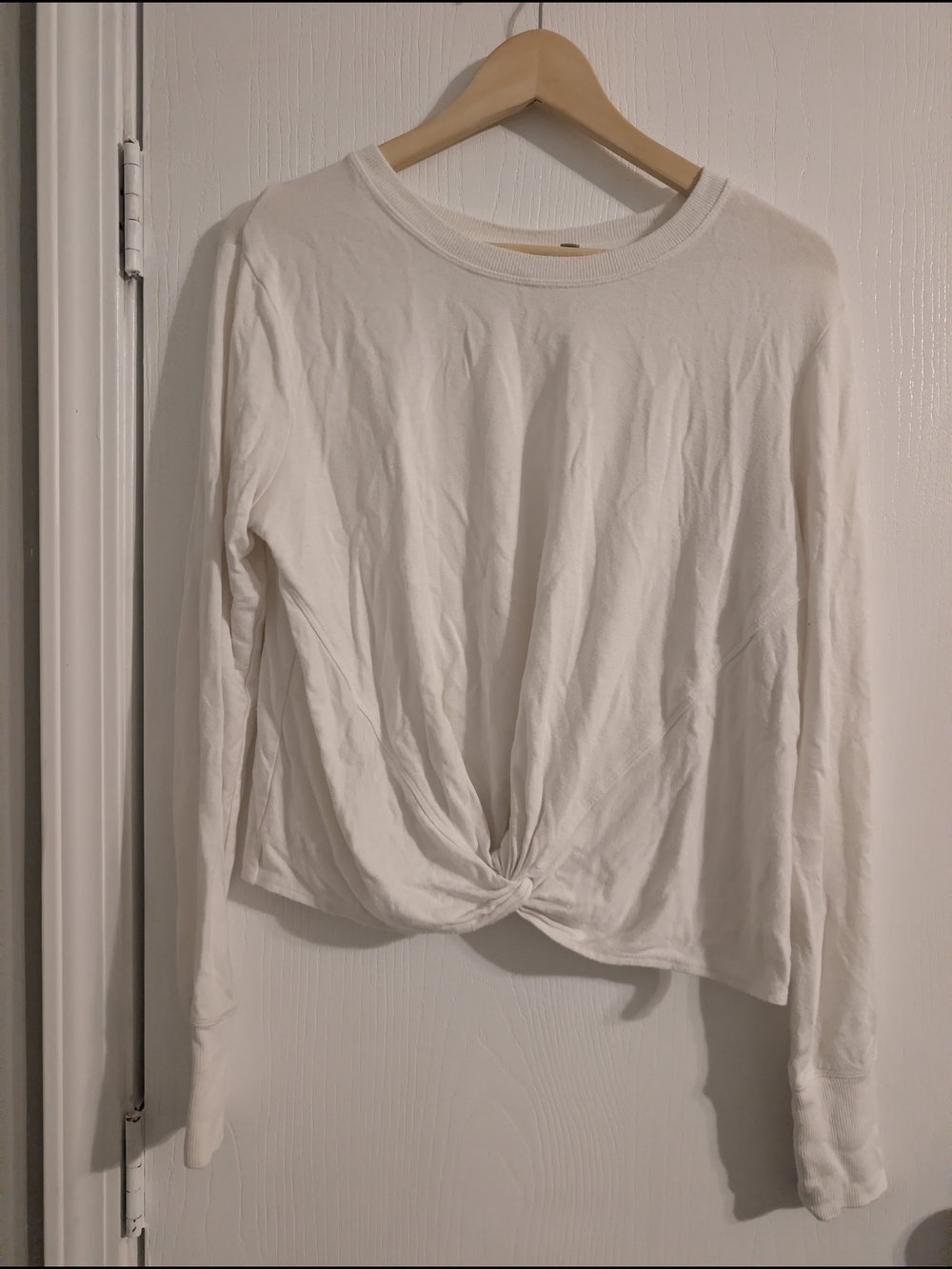 Athleta White Long Sleeve Twist-Front Top